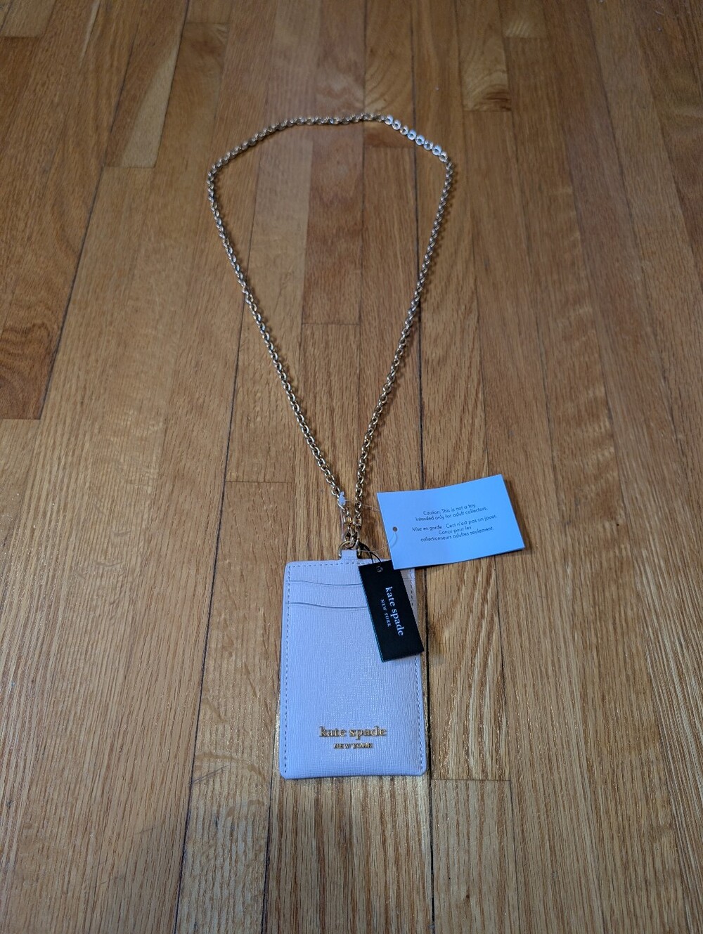 NWT Kate Spade Saffiano Leather Chain Lanyard Card Holder Pink Lilac